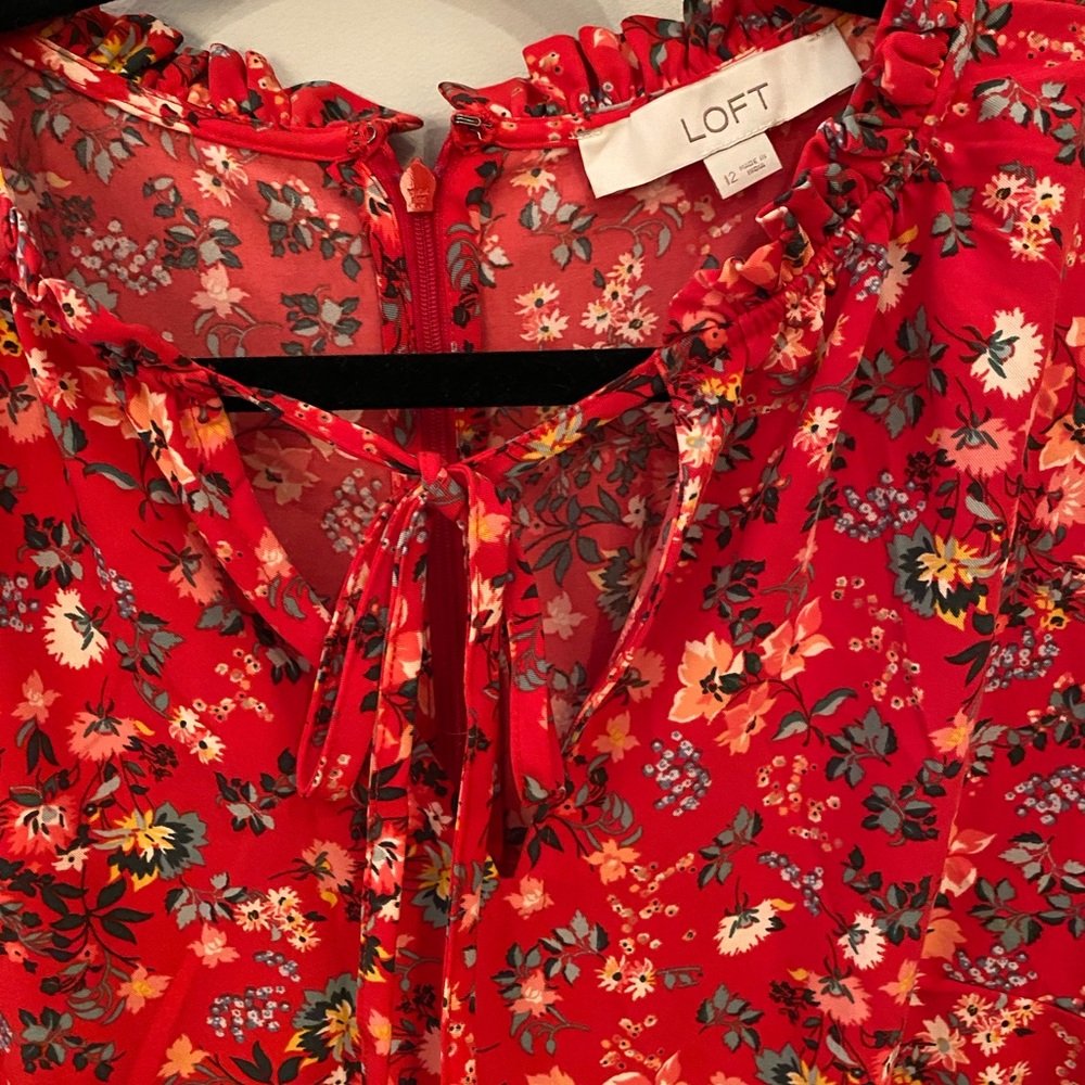 Loft long sleeved skater dress with flounce